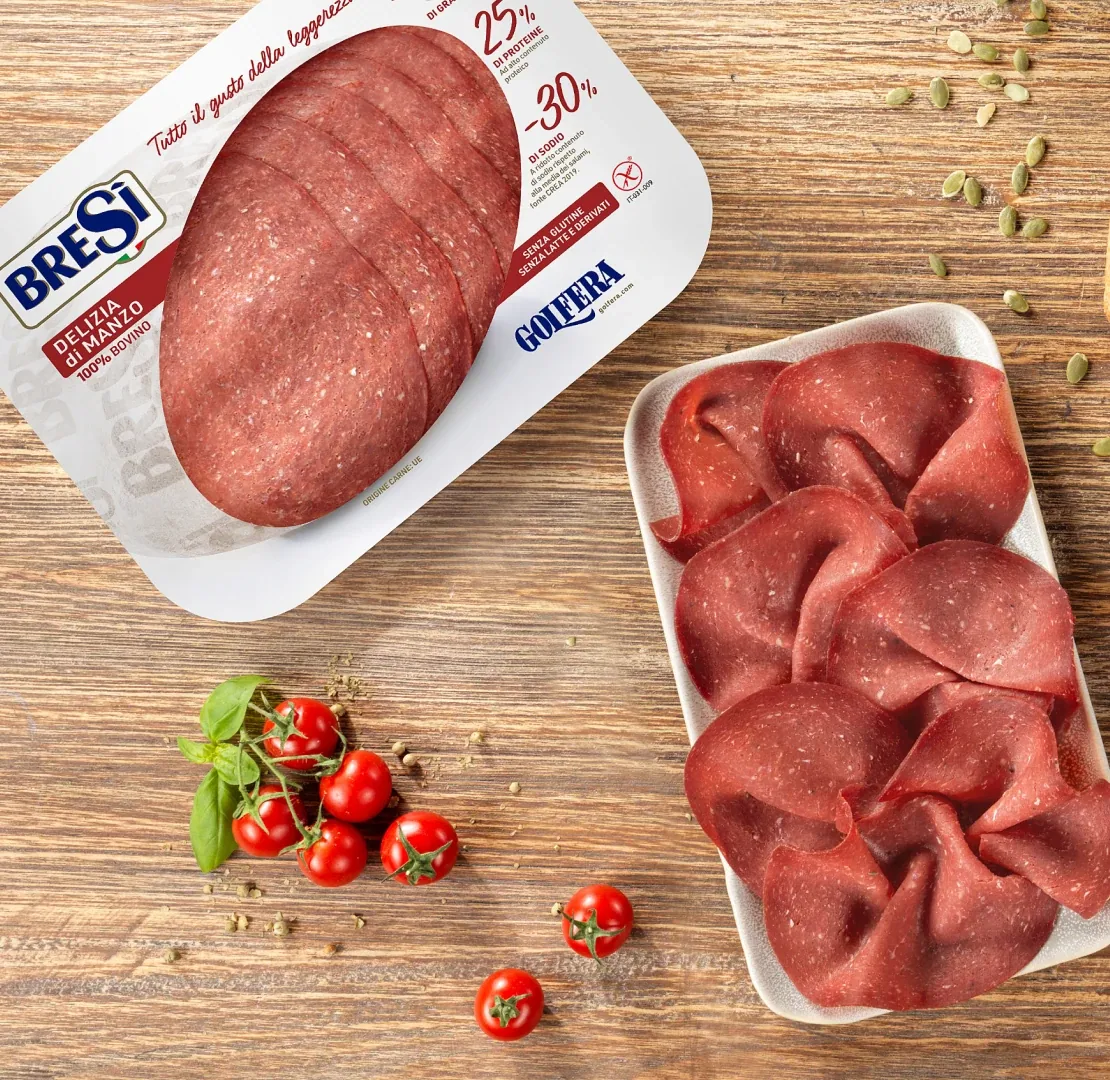 Bresì Golfera di manzo, salume magro proteico senza glutine e lattosio.