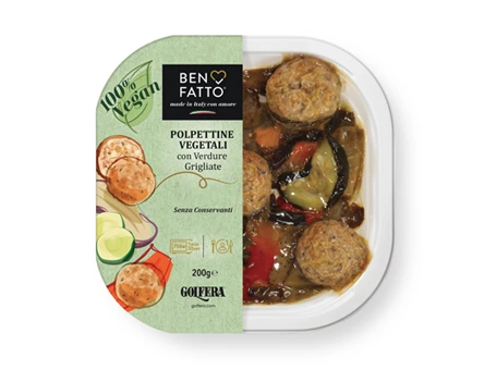 Polpettine vegetali con verdure grigliate