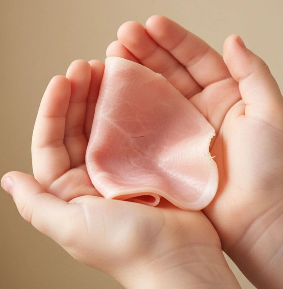 Tagliere con affettati misti Golfera per bambini: fette di Golfetta, Prosciutto Cotto e Crudo dolce.